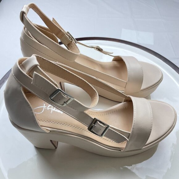 J. Adams Cream Platform Sandal Size 10 - Picture 3 of 8